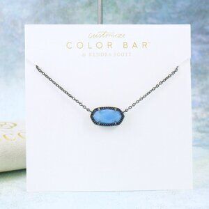Kendra Scott Elisa Blue Glowing in the Dark necklace Gunmetal color
